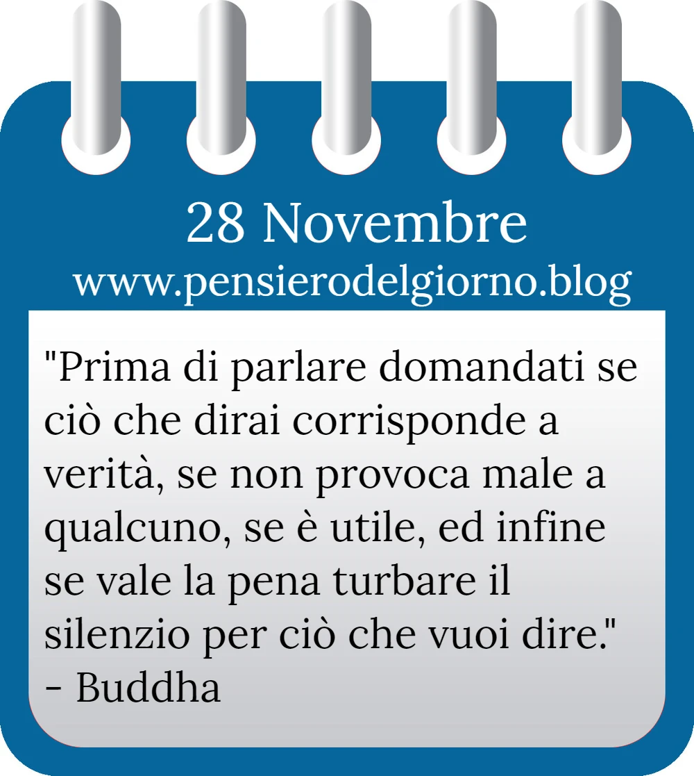 Calendario con frase del giorno 28 Novembre 2022