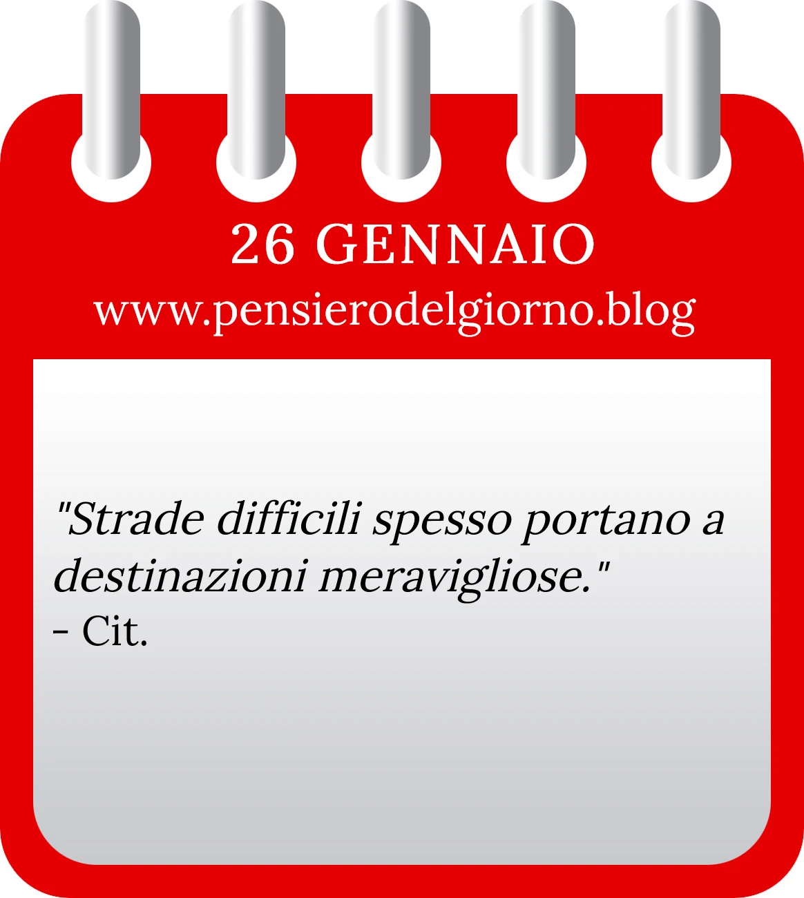 Calendario con frase del giorno 26 Gennaio 2023