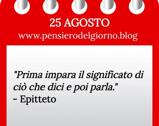 Calendario con frase del giorno 25 Agosto 2023