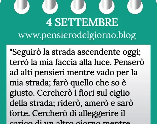 Calendario con frase del giorno 4 Settembre 2023