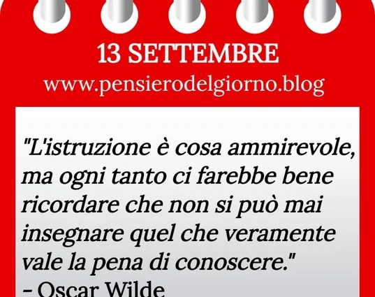 Calendario con frase del giorno 13 Settembre 2023