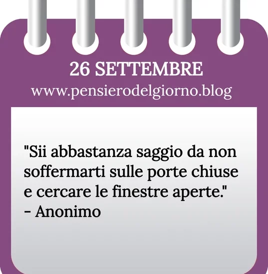 Calendario con frase del giorno 26 Settembre 2023