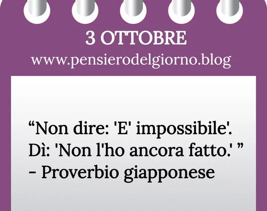 Calendario con frase del giorno 3 Ottobre 2023