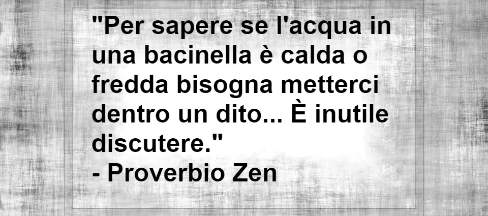 Proverbio Zen inutile discutere senza esperienza