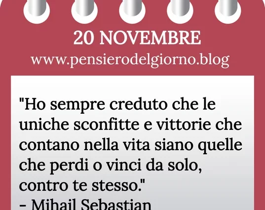 Calendario con frase del giorno 20 Novembre 2023