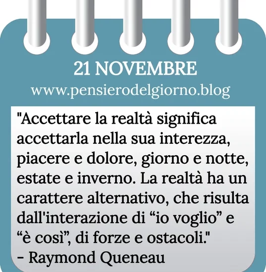 Calendario con frase del giorno 21 Novembre 2023