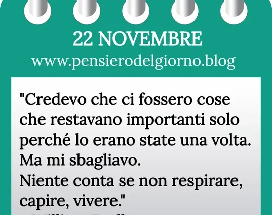 Calendario con frase del giorno 22 Novembre 2023