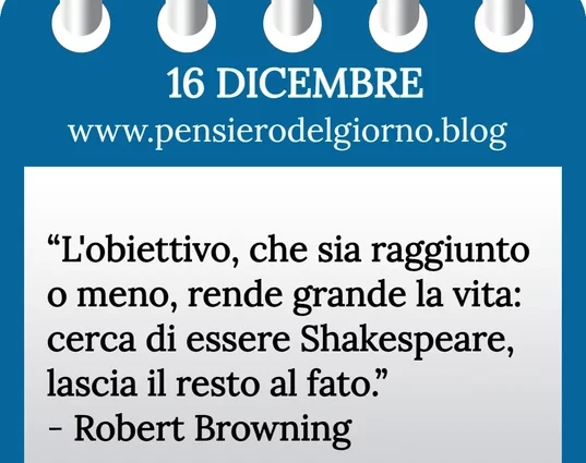 Calendario con frase del giorno 16 Dicembre 2023