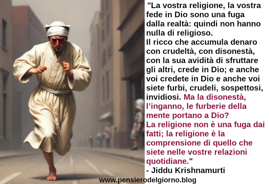 La religione non è una fuga dai fatti Jiddu Krishnamurti