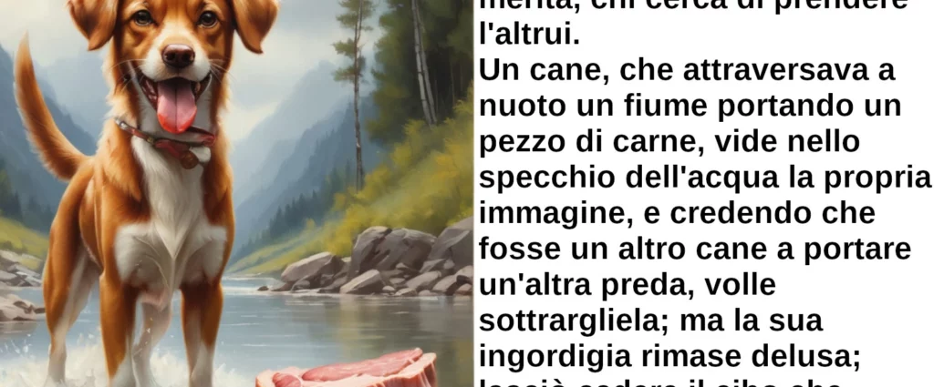 Favola con morale chi troppo vuole nulla stringe Il cane che portava la carne attraverso il fiume