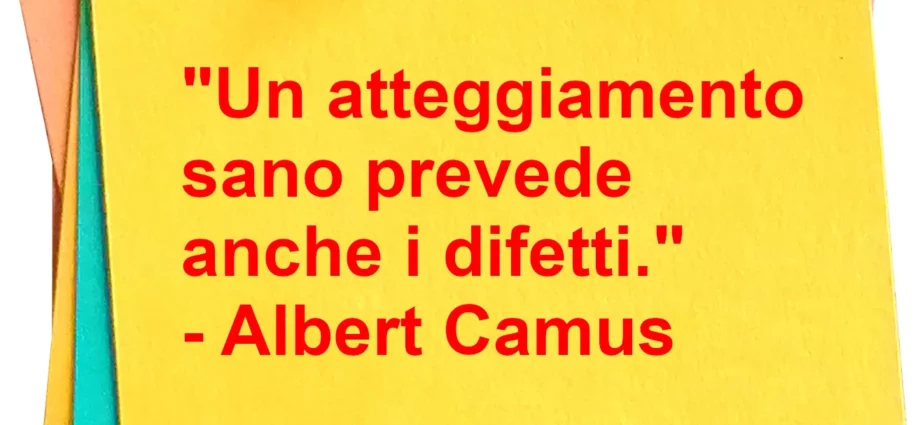 Frase di oggi Un atteggiamento sano prevede anche i difetti. Camus