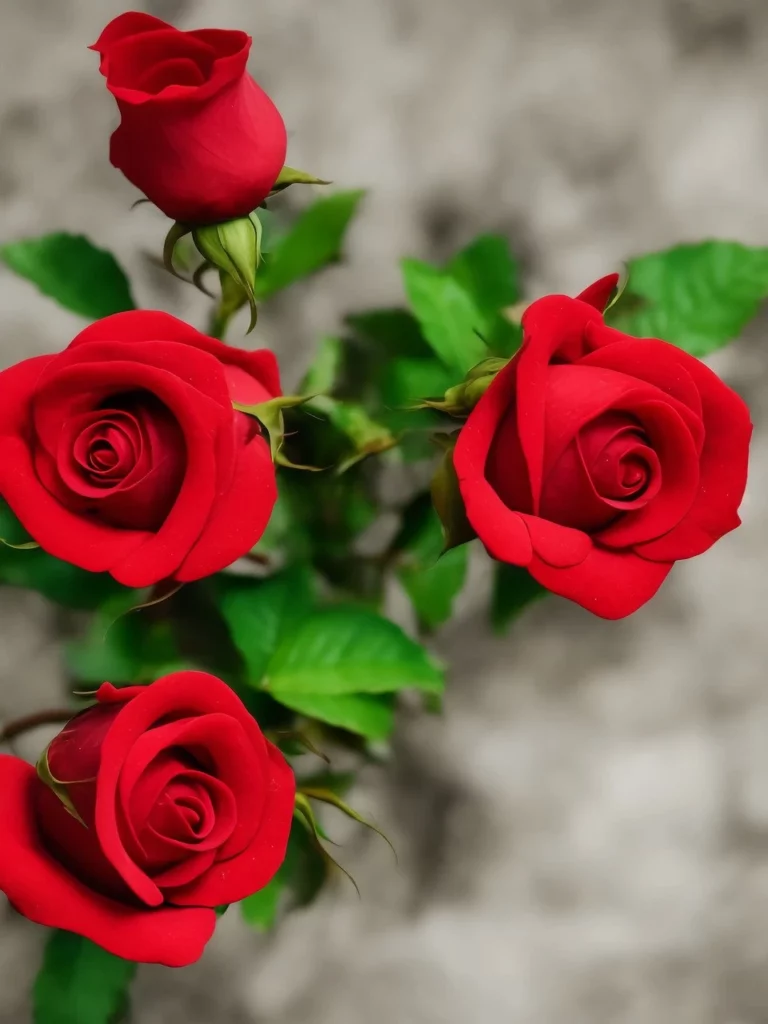 Quattro boccioli di rose rosse