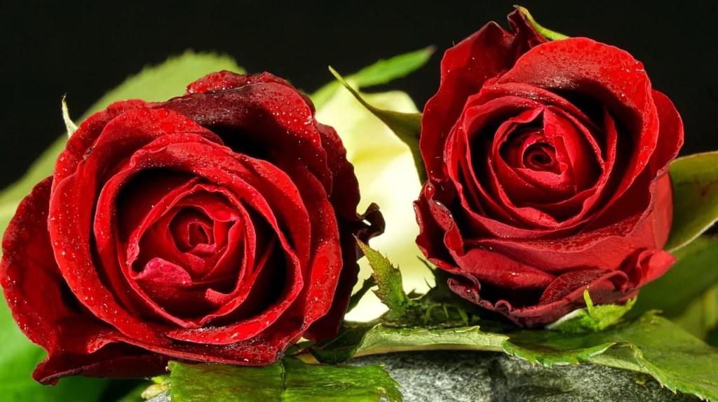 Due rose rosse bellissime