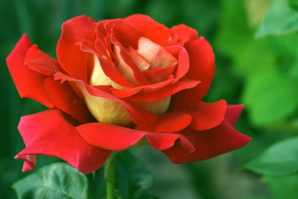 Rosa con petali rossi sfumati di giallo