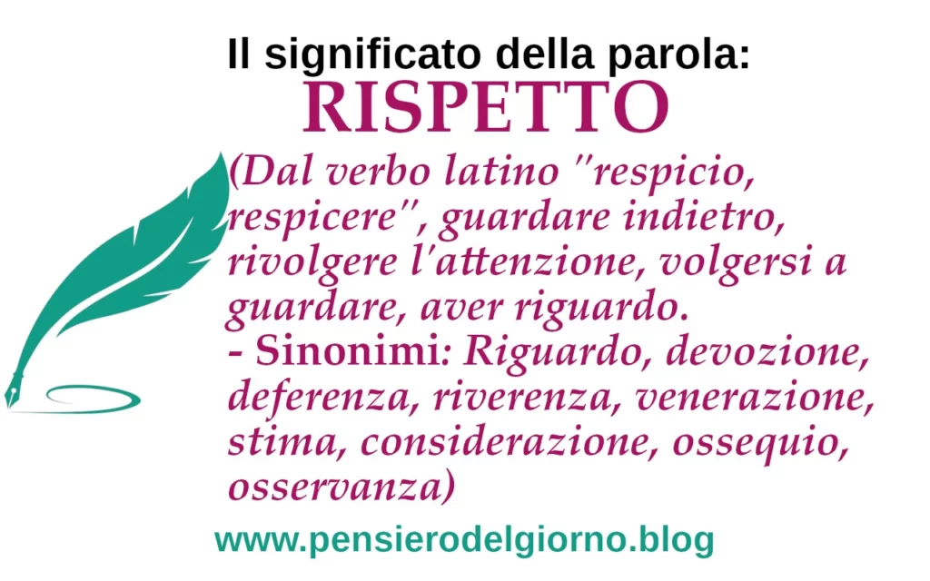 Significato della parola rispetto: sinonimi, contrari, etimologia.