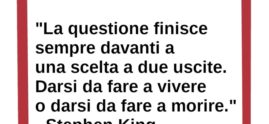 Frase di oggi: Darsi da fare a vivere o darsi da fare a morire. Stephen King