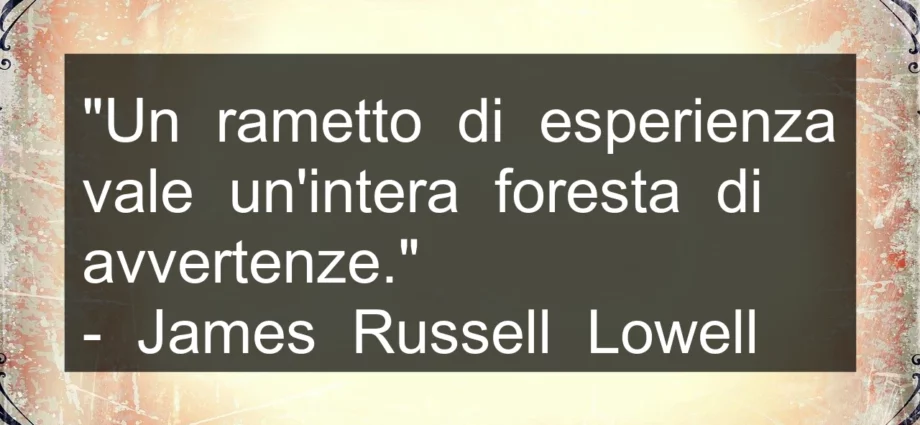 Frase di oggi: Un rametto di esperienza vale un'intera foresta di avvertenze. Russell Lowell