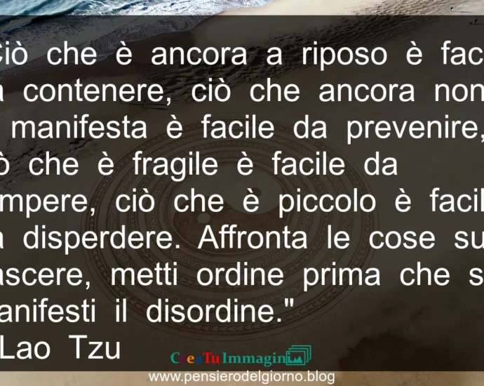 Frase zen: Affronta le cose sul nascere. Lao Tzu