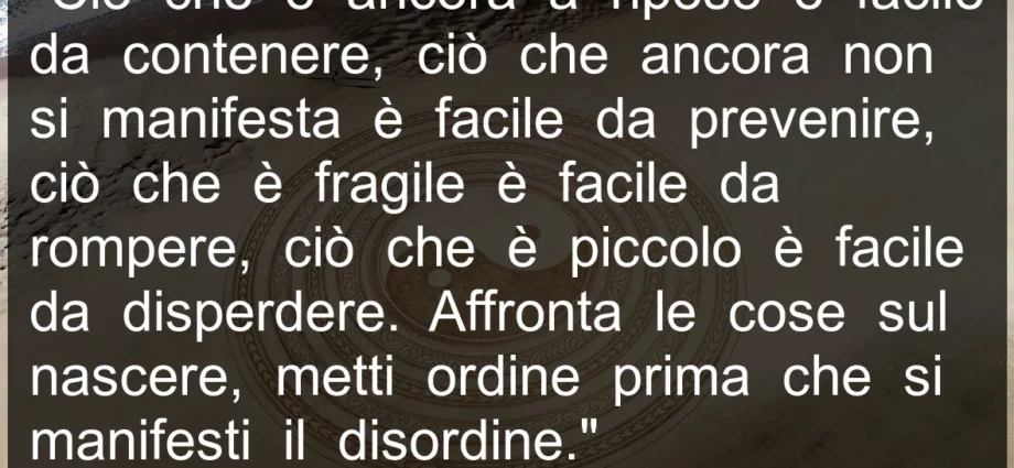 Frase zen: Affronta le cose sul nascere. Lao Tzu