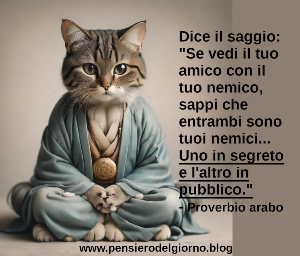 Dice un proverbio saggio: Se vedi il tuo amico con il tuo nemico, sappi che entrambi sono tuoi nemici. 