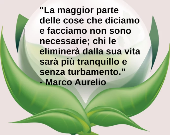 Citazione del giorno: La maggior parte delle cose che diciamo e facciamo non sono necessarie. Marco Aurelio