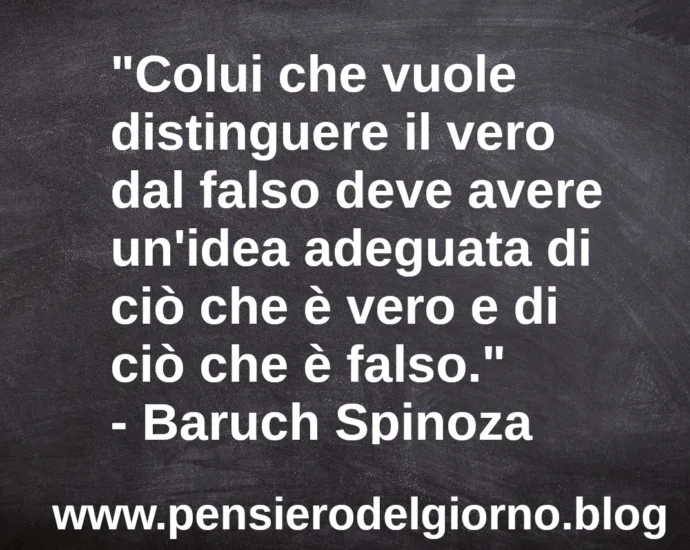 Frase del giorno: Colui che vuole distinguere il vero dal falso deve avere un'idea adeguata di ciò che è vero e di ciò che è falso. Baruch Spinoza