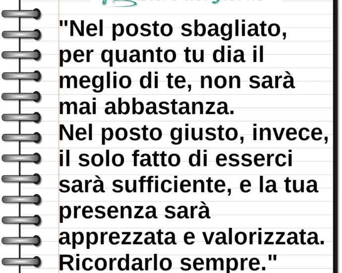 Citazione del giorno: Nel posto sbagliato, per quanto tu dia il meglio di te. Elia Palesa