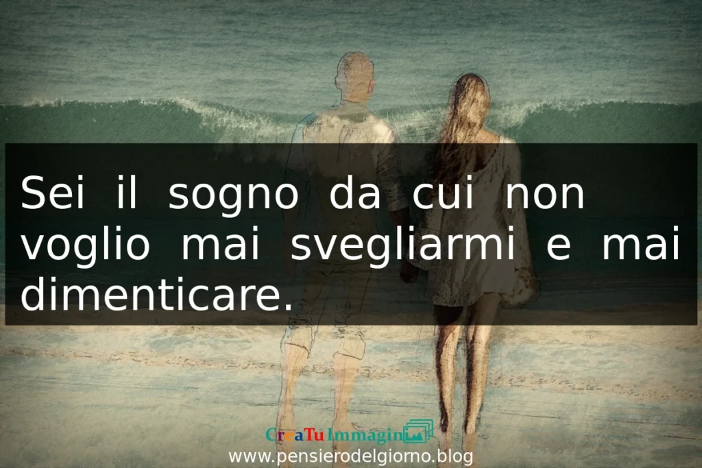 Frase amore San Valentino Sei il sogno da cui non voglio mai svegliarmi e mai dimenticare.