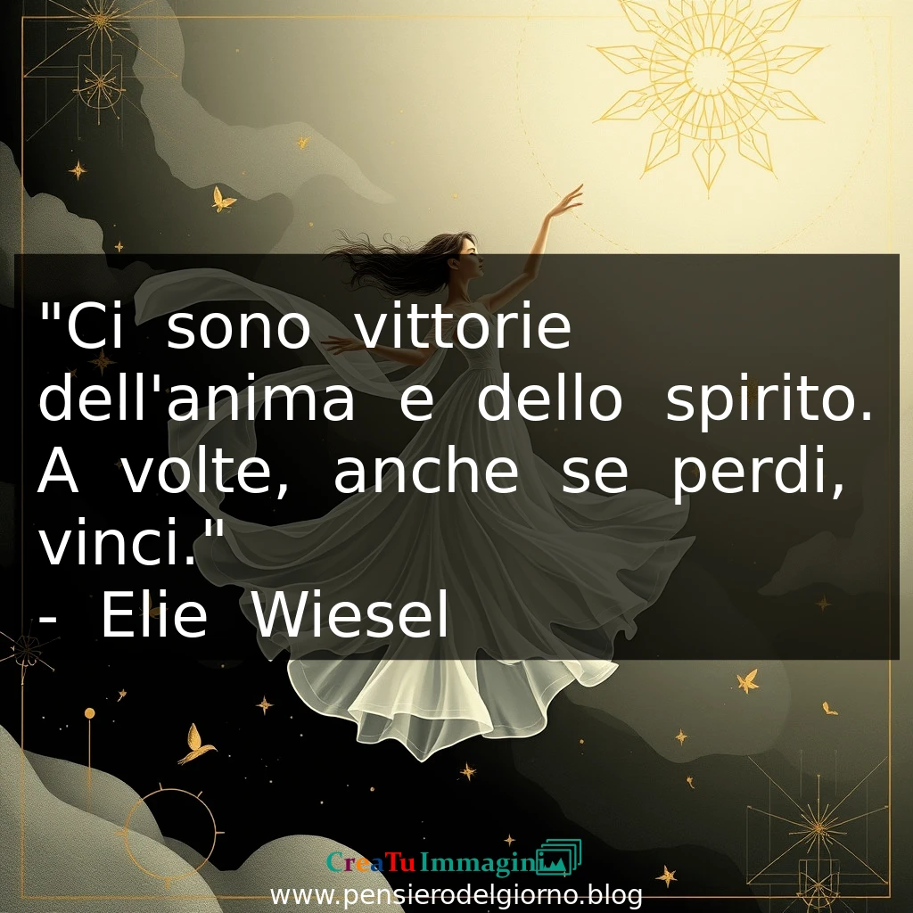 Citazione del giorno: Ci sono vittorie dell'anima e dello spirito. A volte, anche se perdi, vinci. Elie Wiesel